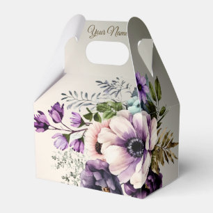 Hochzeitsfeier Lila Rosa Blume Goldene Eleganz Geschenkschachtel