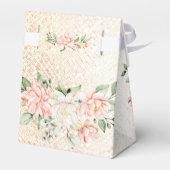 Hochzeitsfeier Lila Rosa Blume Goldene Eleganz Geschenkschachtel (Rückseite)