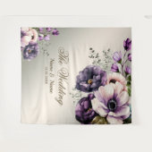 Hochzeitsfeier Lila Rosa Blume Goldene Eleganz Wandteppich (Vorderseite (Horizontal))