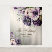 Hochzeitsfeier Lila Rosa Blume Goldene Eleganz Wandteppich (Vorderseite)