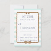 Hochzeitsfeier: Minze & White Watercolor RSVP Karte (Vorderseite)