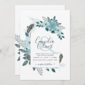 Hochzeitsfeier mit Aquamarinem Sea Glass Einladung (Vorne/Hinten)