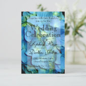 Hochzeitsfeier mit aquamariner Blüte Hydrangea Einladung (Stehend Vorderseite)