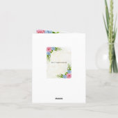 Hochzeitsfeier mit Aquarellblumen Dankeskarte (Rückseite)