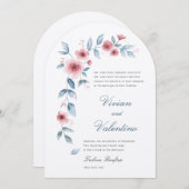 Hochzeitsfeier mit Aquarellblumen Einladung (Vorne/Hinten)