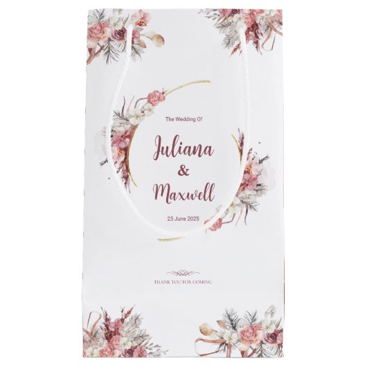 Hochzeitsfeier mit Aquarellblumen Kleine Geschenktüte (Vorderseite)