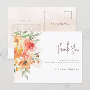 Hochzeitsfeier mit Aquarellblumen Postkarte