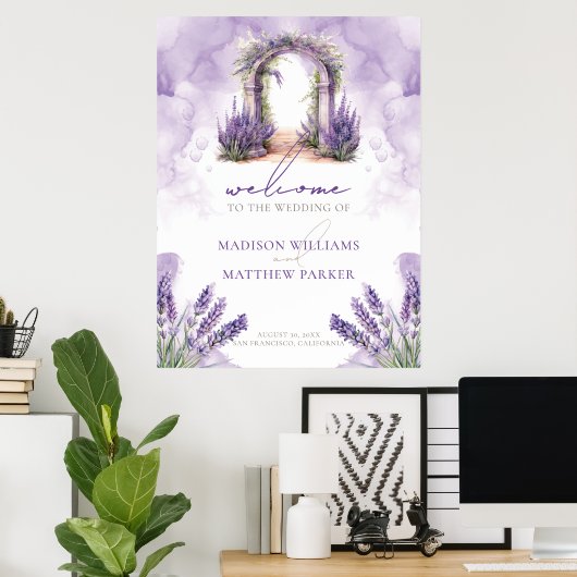 Hochzeitsfeier mit Aquarelllavender Garden Poster (Heimbüro)