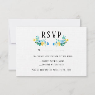 Hochzeitsfeier mit blauem Flor RSVP Karte