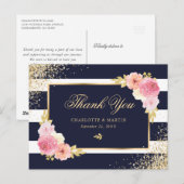 Hochzeitsfeier mit blauem Gold-Blush Postkarte (Vorne/Hinten)