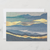 Hochzeitsfeier mit blauem Gold Einladung (Rückseite)