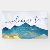 Hochzeitsfeier mit blauem Gold Foil Banner (Horizontal)