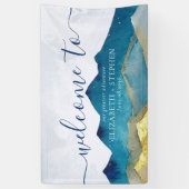 Hochzeitsfeier mit blauem Gold Foil Banner (Vertikal)