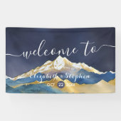 Hochzeitsfeier mit blauem Gold Foil Banner (Horizontal)