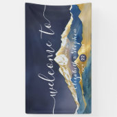 Hochzeitsfeier mit blauem Gold Foil Banner (Vertikal)