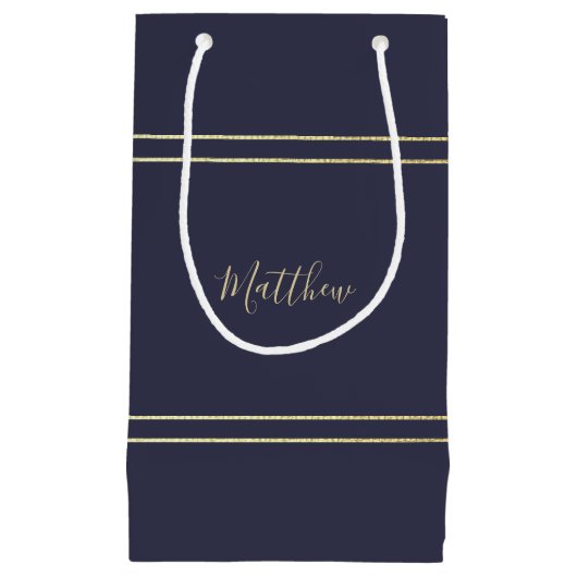 Hochzeitsfeier mit blauem Gold Kleine Geschenktüte (Vorderseite)