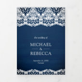 Hochzeitsfeier mit blauem Holz Dreifach Gefaltete Einladung (Cover)