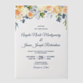 Hochzeitsfeier mit blauem Korallenpfirsich Pergament Einladungen (Vorderseite)