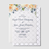 Hochzeitsfeier mit blauem Korallenpfirsich Pergament Einladungen (Versetzt (Einladung))