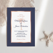 Hochzeitsfeier mit blauem Rose-Gold-Kupfer-Palm Tr Einladung