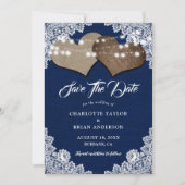 Hochzeitsfeier mit blauem Rustikal Save The Date (Vorderseite)
