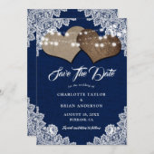 Hochzeitsfeier mit blauem Rustikal Save The Date (Vorne/Hinten)