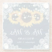 Hochzeitsfeier mit blauem, rustikalem Holz Glasuntersetzer (Rückseite)