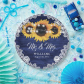 Hochzeitsfeier mit blauem, rustikalem Holz Pappteller (Party)