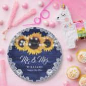 Hochzeitsfeier mit blauem, rustikalem Holz Pappteller (Party)