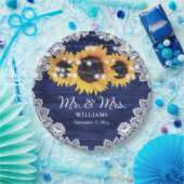 Hochzeitsfeier mit blauem, rustikalem Holz Pappteller (Party)