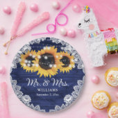 Hochzeitsfeier mit blauem, rustikalem Holz Pappteller (Party)