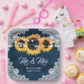 Hochzeitsfeier mit blauem, rustikalem Holz Pappteller (Party)