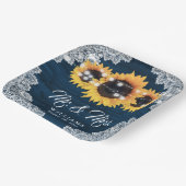 Hochzeitsfeier mit blauem, rustikalem Holz Pappteller (Gewinkelt)