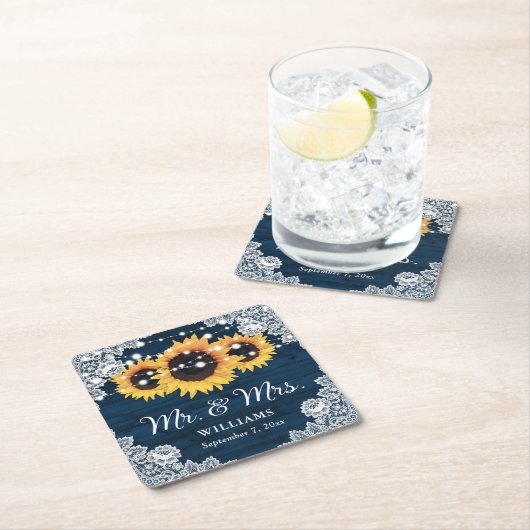 Hochzeitsfeier mit blauem, rustikalem Holz Rechteckiger Pappuntersetzer (Vor Ort)