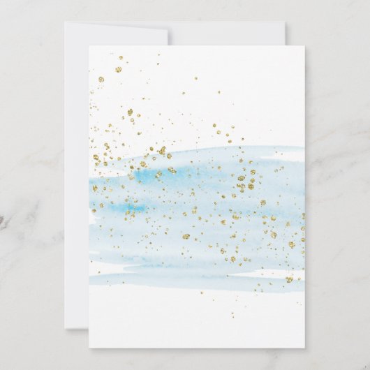 Hochzeitsfeier mit blauem und goldenem Sparkle Einladung (Rückseite)