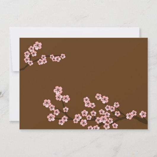 Hochzeitsfeier mit blauem und rosa Kirschengarten Einladung (Rückseite)