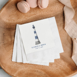 Hochzeitsfeier mit blauem und weißem Leuchtturm Serviette
