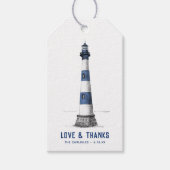 Hochzeitsfeier mit blauem und weißem Leuchtturm Vi Geschenkanhänger (Vorderseite)