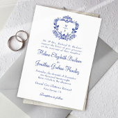 Hochzeitsfeier mit blauem Wappen Einladung