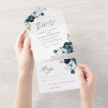 Hochzeitsfeier mit blauen Aquarellen All In One Einladung<br><div class="desc">Ein blaues und staubblaues Blumendesign perfekt für Ihre Sommer- und Hochzeit im Herbst-Themen. Sie können den Wortlaut,  die Textgröße,  die Farbe und den Schriftart dieser Vorlage ändern. Der Hintergrund der Marine kann ebenfalls geändert werden.</div>