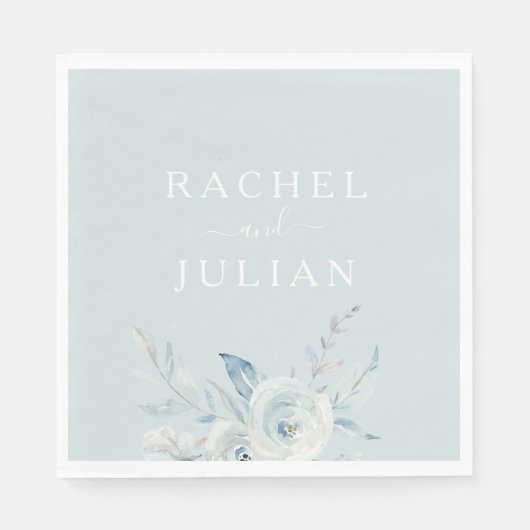 Hochzeitsfeier mit blauen Aquarellen Serviette (Vorderseite)