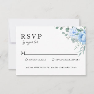Hochzeitsfeier mit blauen Botanischen Lebensmittel RSVP Karte