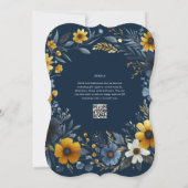 Hochzeitsfeier mit blauen Gelbgolden Einladung (Rückseite)