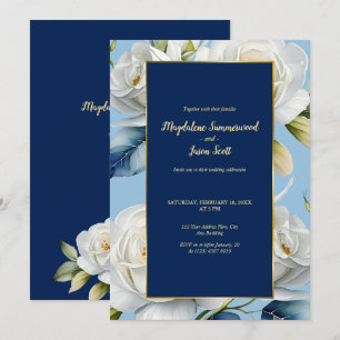 Hochzeitsfeier mit Blauen Rosen Einladung