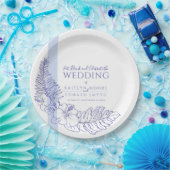 Hochzeitsfeier mit blauen tropischen Botanica-Lini Pappteller (Party)