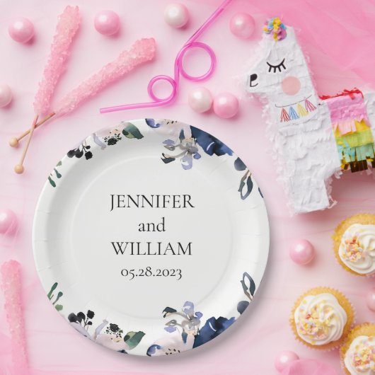 Hochzeitsfeier mit Blauen und Blütenrosa Pappteller (Party)