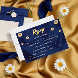 Hochzeitsfeier mit Blauen und goldenem Chic in Elf RSVP Karte
