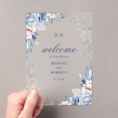 Hochzeitsfeier mit Blauen und goldenen Wasserfarbe Acryleinladungen (Insitu (Handheld))