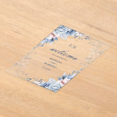 Hochzeitsfeier mit Blauen und goldenen Wasserfarbe Acryleinladungen (Ablage )