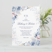 Hochzeitsfeier mit Blauen und goldenen Wasserfarbe Einladung (Stehend Vorderseite)